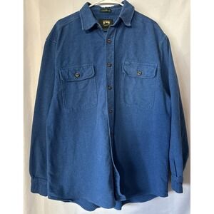 Stillwater Supply Chamois Shirt Mens XL Blue Long Sleeve Button Down Cotton Flaw